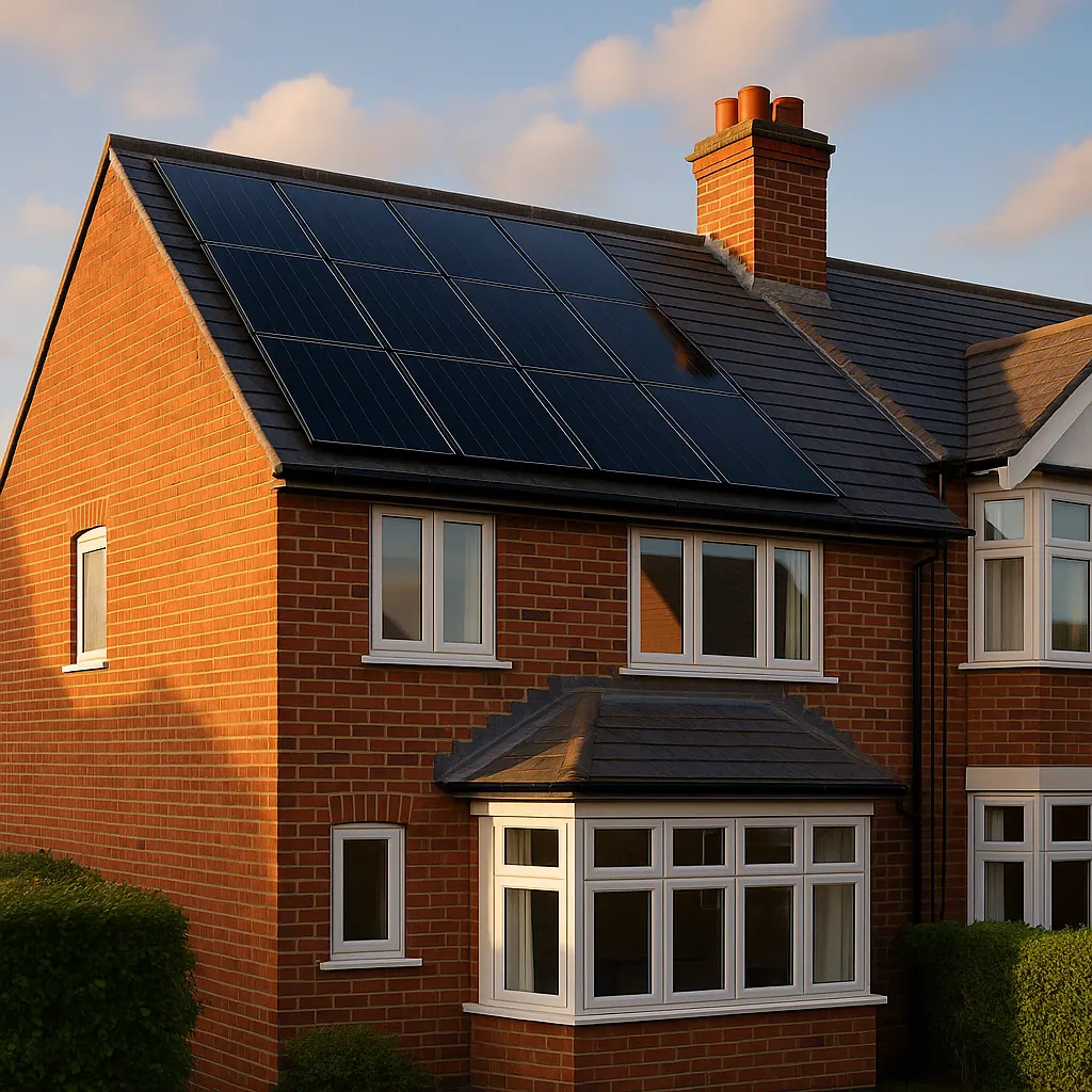 New rooftop solar install at golden hour